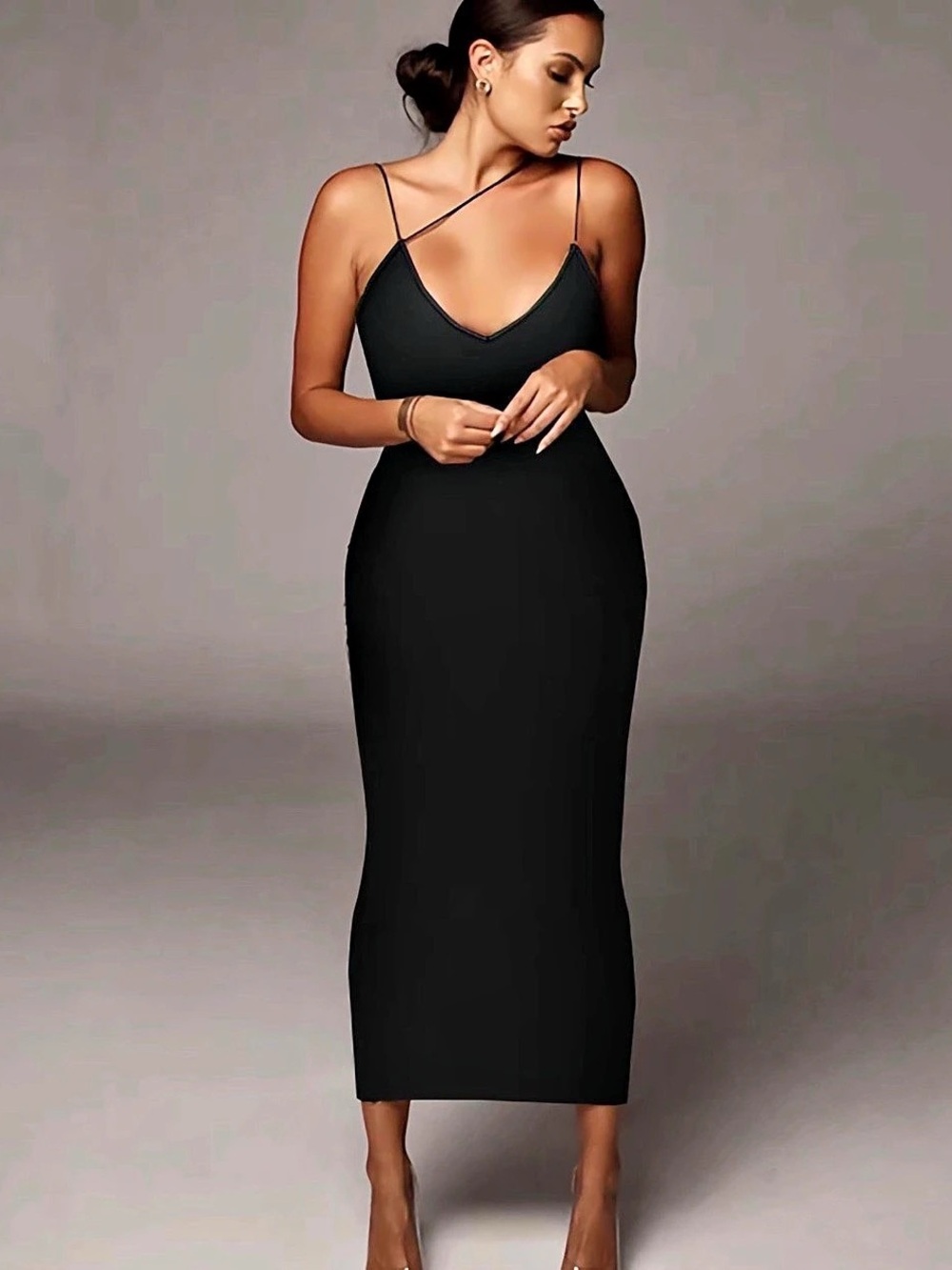 Black Midi Slip Dress Like New
